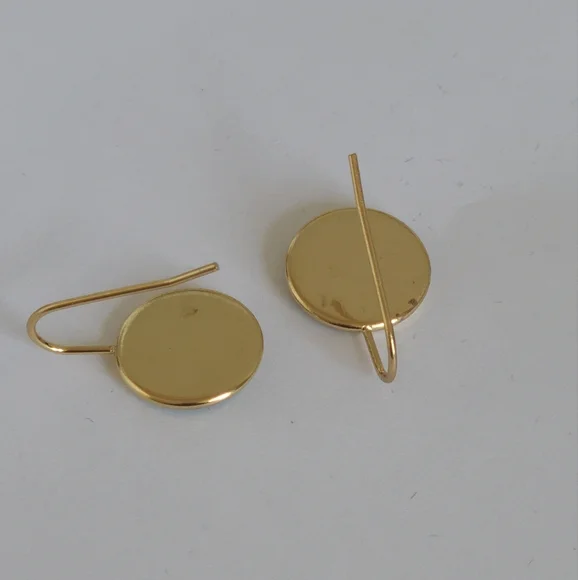 Hand Crafted Boho Gold Green Jade Gemstone Circle Drop Dangle Earrings - Picture 10 of 10